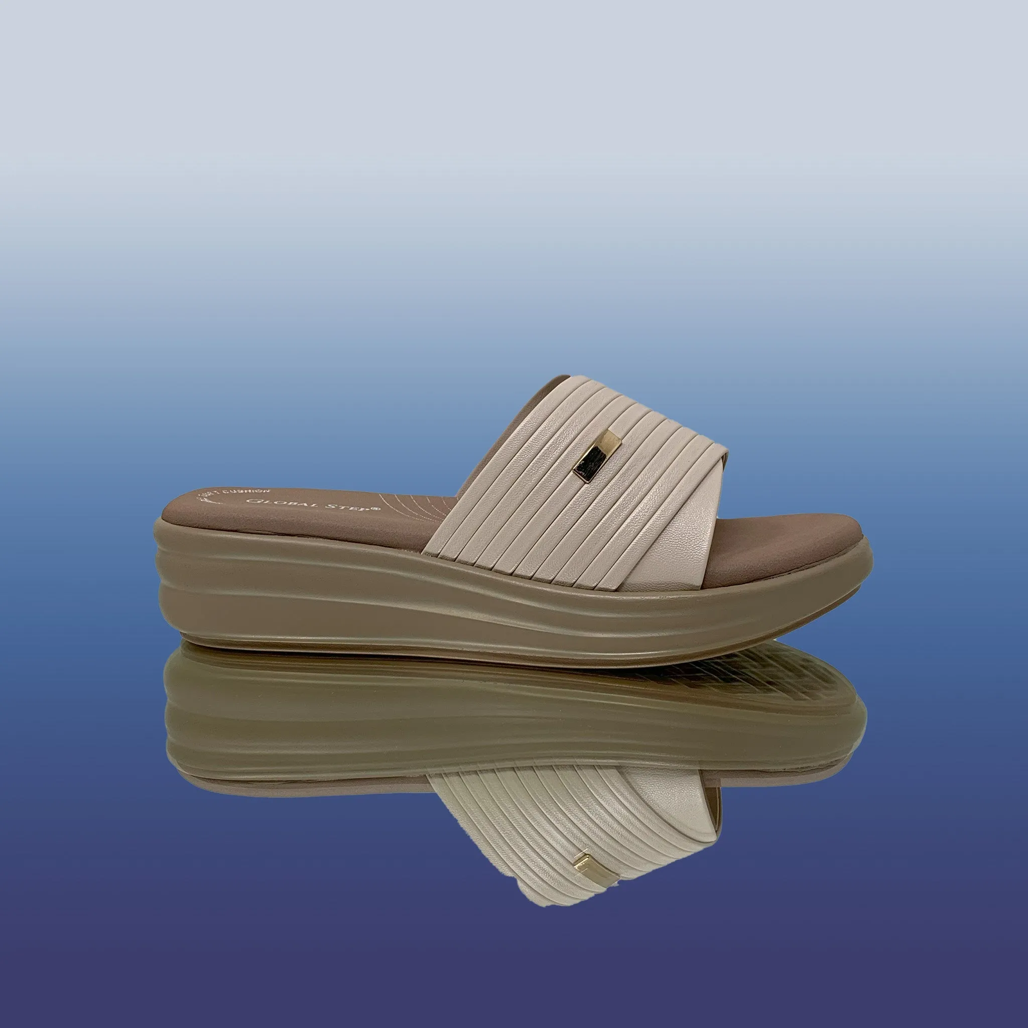 Beige Platform Slides