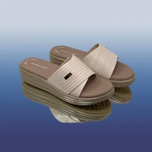 Beige Platform Slides