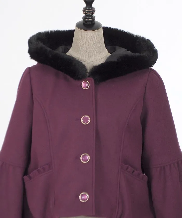 Bell Sleeve Coat with Hood