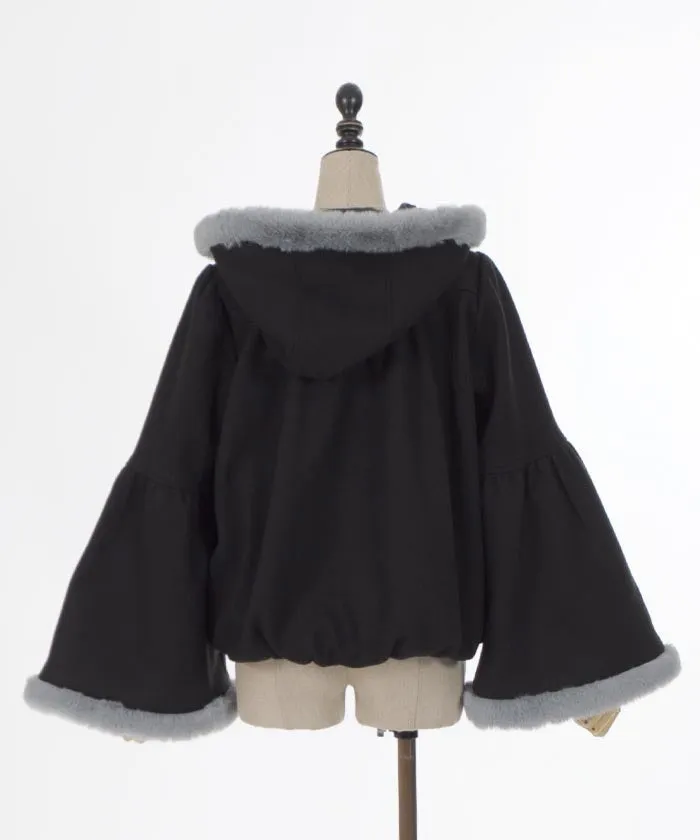 Bell Sleeve Coat with Hood