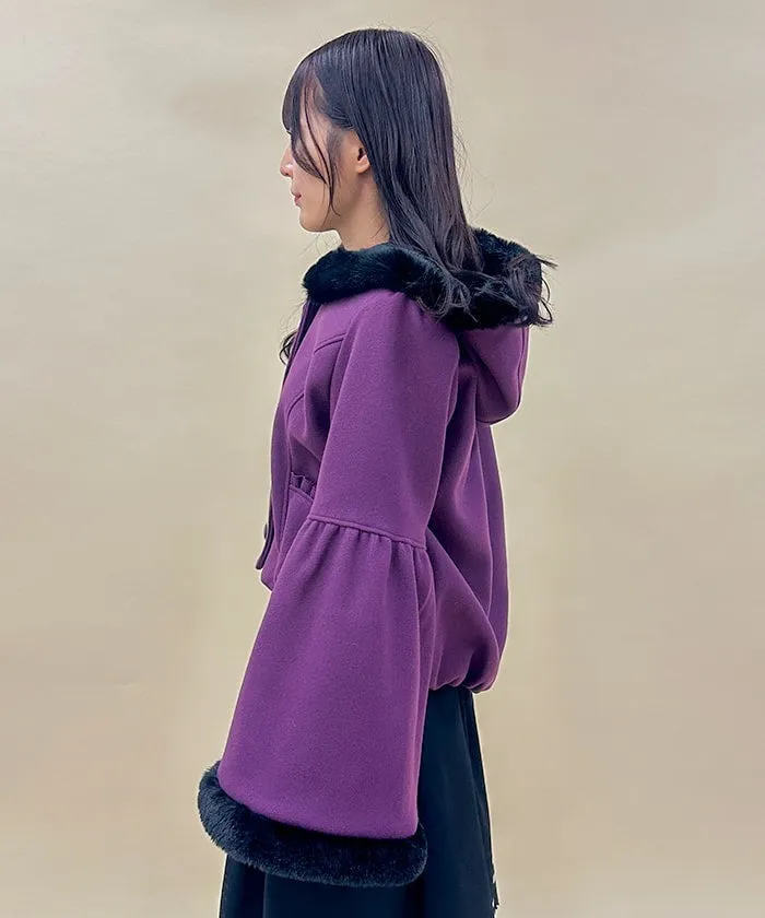 Bell Sleeve Coat with Hood
