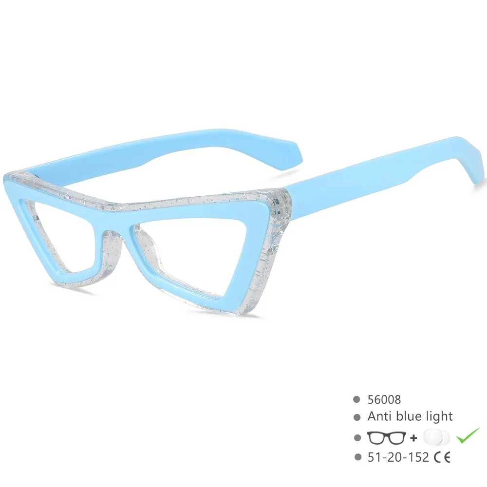 CCspace Unisex Full Rim Big Square Cat Eye Acetate Eyeglasses 56008