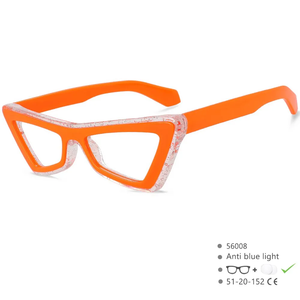 CCspace Unisex Full Rim Big Square Cat Eye Acetate Eyeglasses 56008