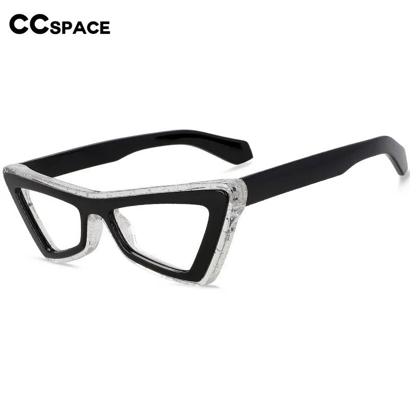 CCspace Unisex Full Rim Big Square Cat Eye Acetate Eyeglasses 56008