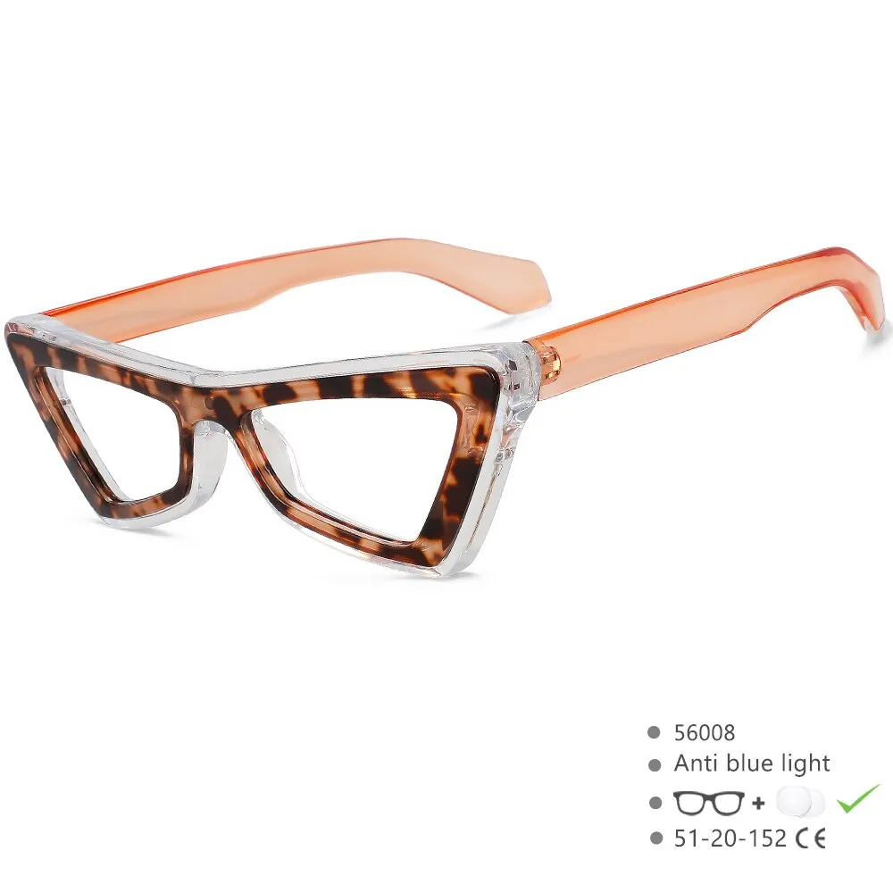 CCspace Unisex Full Rim Big Square Cat Eye Acetate Eyeglasses 56008