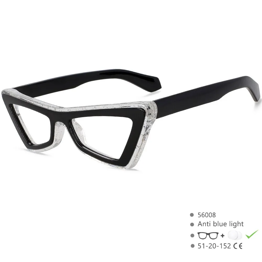 CCspace Unisex Full Rim Big Square Cat Eye Acetate Eyeglasses 56008