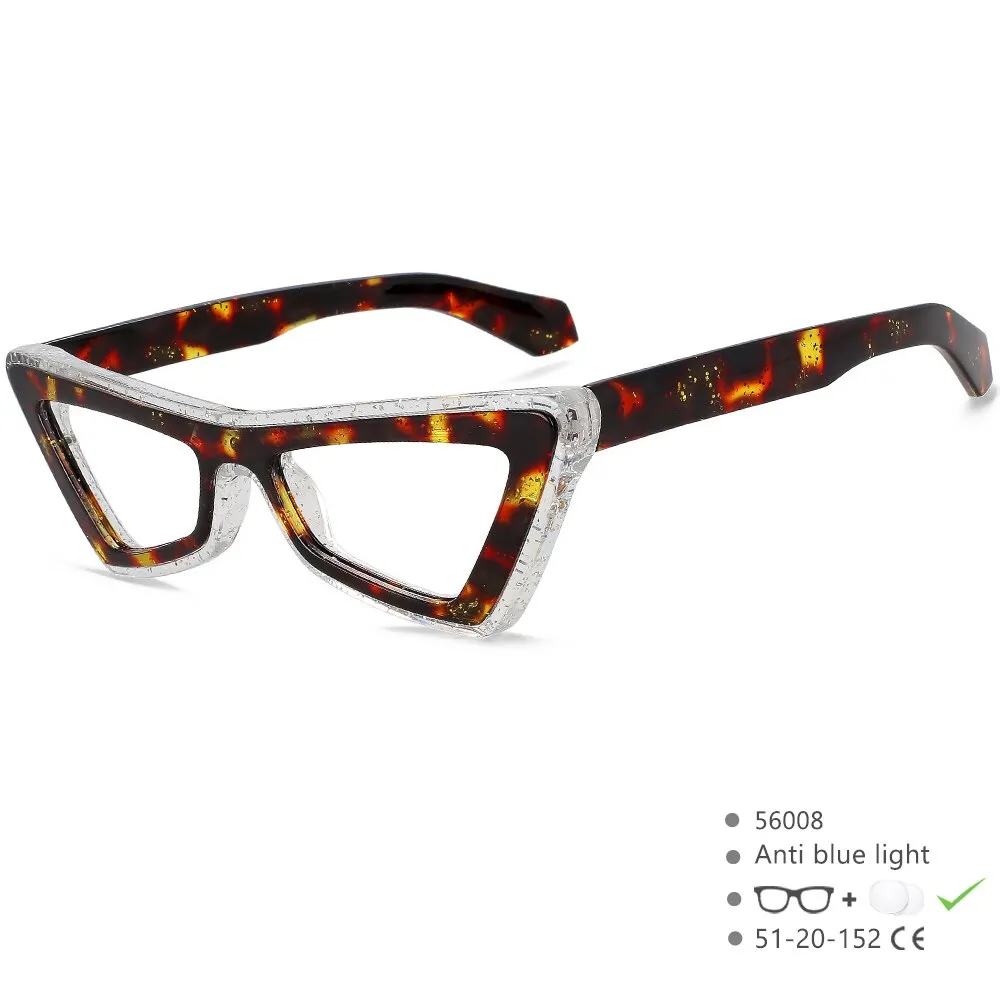 CCspace Unisex Full Rim Big Square Cat Eye Acetate Eyeglasses 56008
