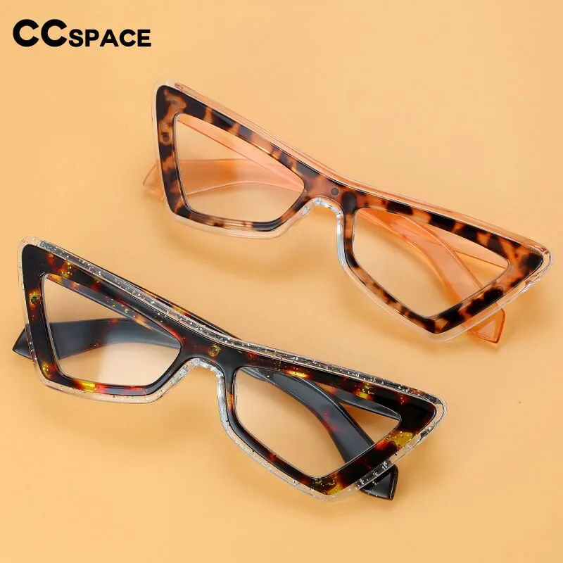 CCspace Unisex Full Rim Big Square Cat Eye Acetate Eyeglasses 56008