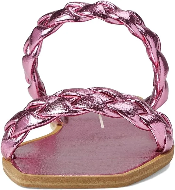 Dolce Vita Indy Magenta Metallic Stella Slip On Square Toe Woven Straps Sandals