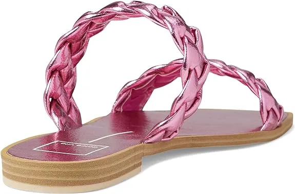 Dolce Vita Indy Magenta Metallic Stella Slip On Square Toe Woven Straps Sandals