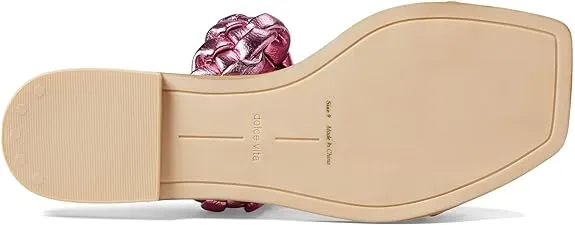 Dolce Vita Indy Magenta Metallic Stella Slip On Square Toe Woven Straps Sandals