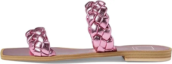 Dolce Vita Indy Magenta Metallic Stella Slip On Square Toe Woven Straps Sandals