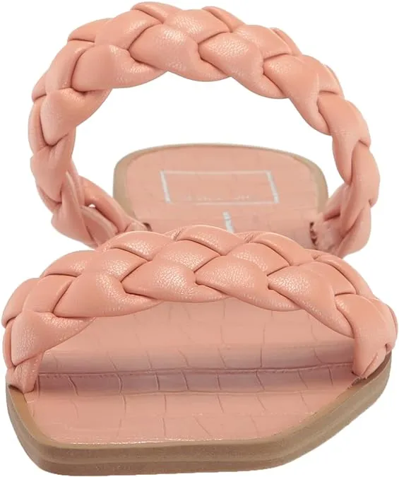 Dolce Vita Indy Petal Metallic Stella Slip On Squared Toe Woven Straps Sandals