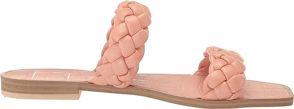 Dolce Vita Indy Petal Metallic Stella Slip On Squared Toe Woven Straps Sandals