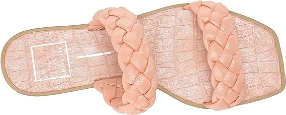 Dolce Vita Indy Petal Metallic Stella Slip On Squared Toe Woven Straps Sandals