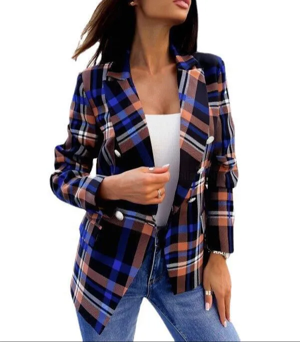 Fashion Double Breasted Geometric Pattern Jacket
