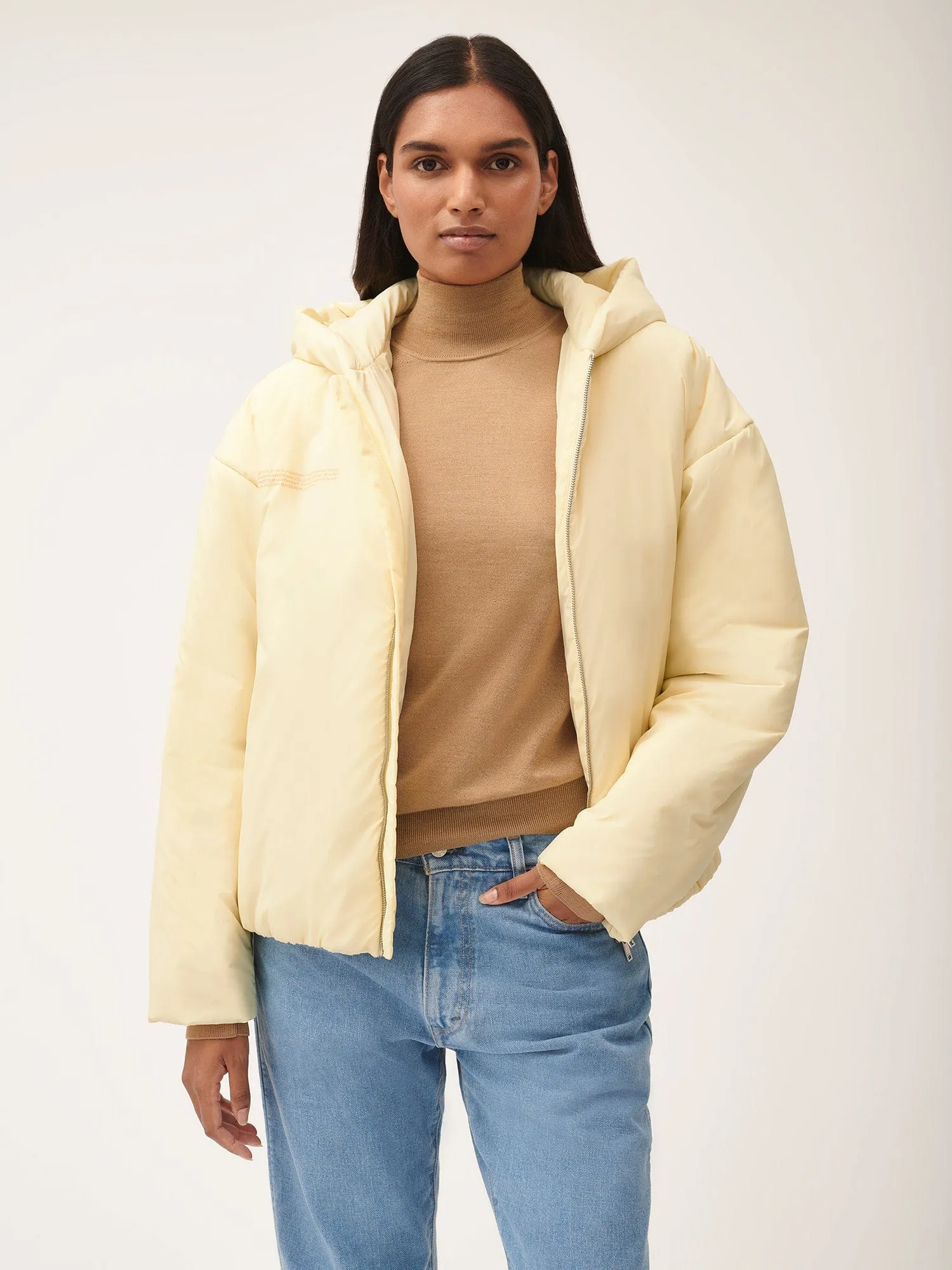 Flower-Warmth Padded Bomber Jacket—Rind Yellow