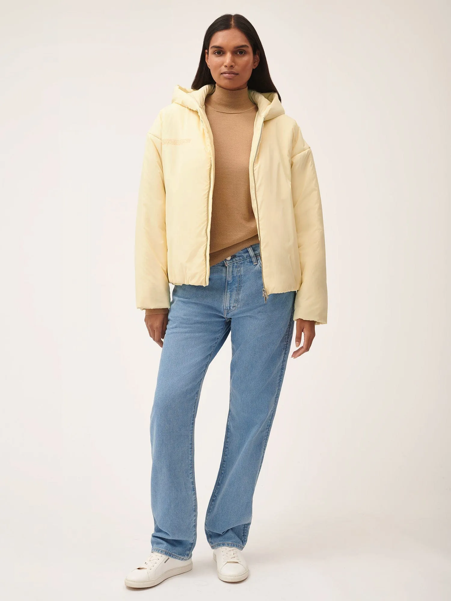 Flower-Warmth Padded Bomber Jacket—Rind Yellow