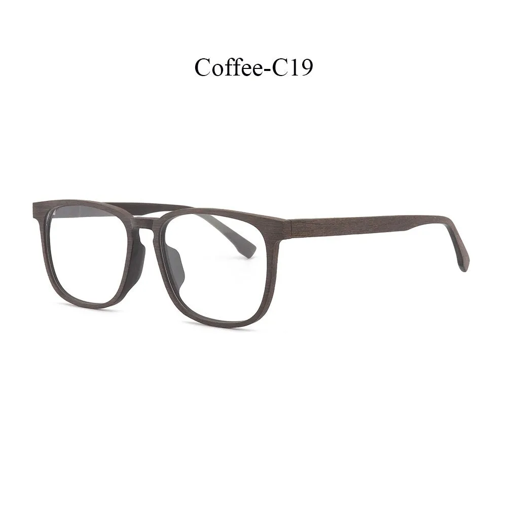 Hdcrafter Men's Full Rim Square Metal Wood Frame Eyeglasses P1688