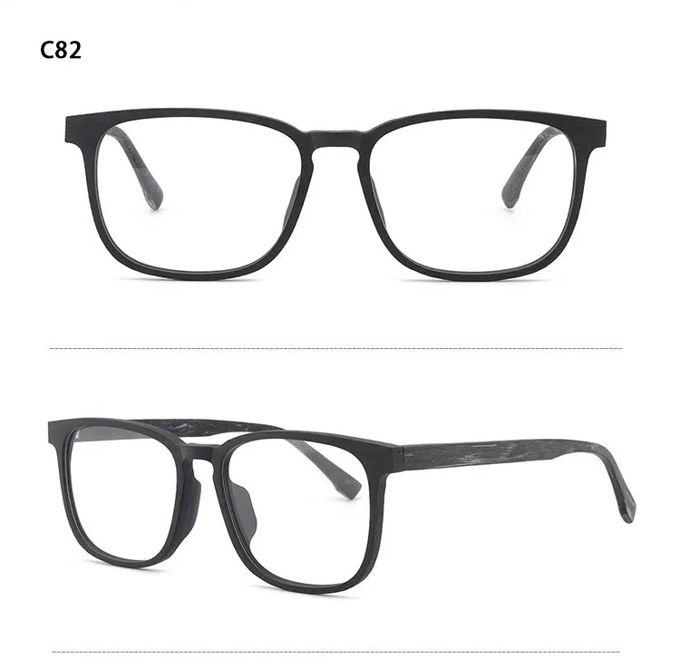 Hdcrafter Men's Full Rim Square Metal Wood Frame Eyeglasses P1688