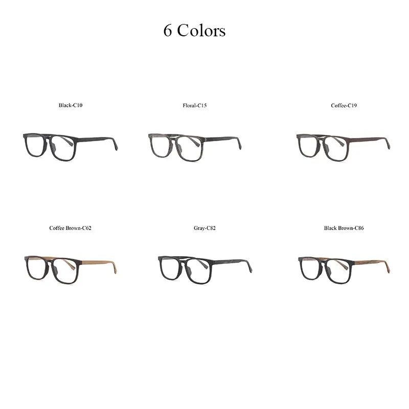 Hdcrafter Men's Full Rim Square Metal Wood Frame Eyeglasses P1688