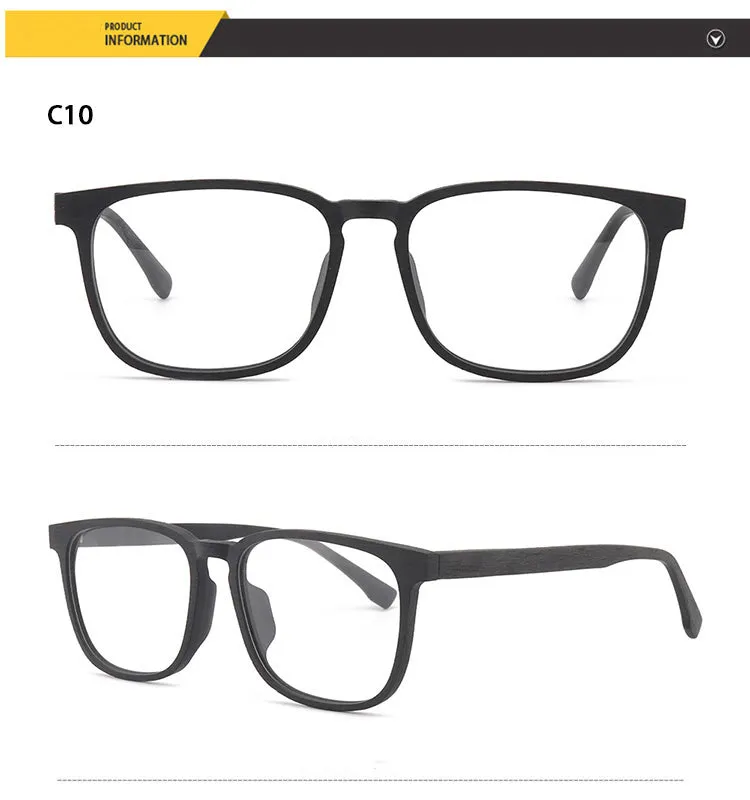 Hdcrafter Men's Full Rim Square Metal Wood Frame Eyeglasses P1688