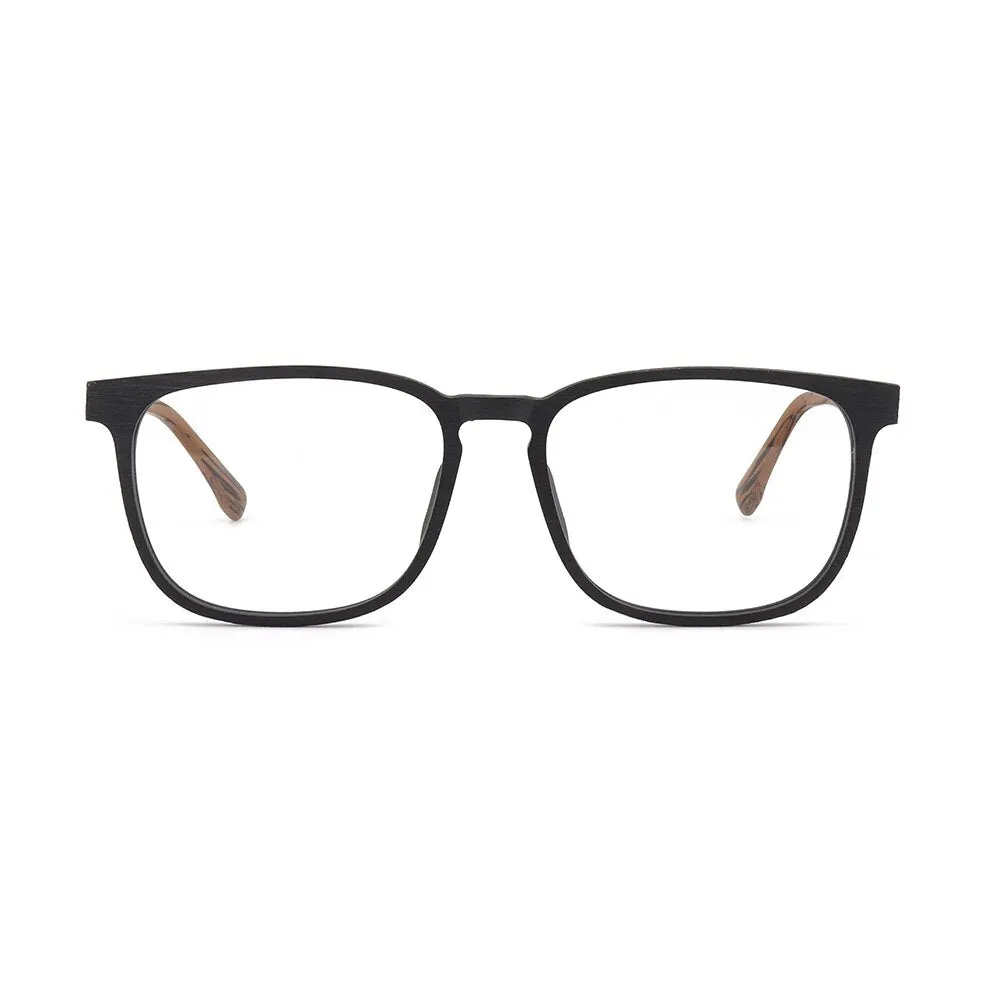 Hdcrafter Men's Full Rim Square Metal Wood Frame Eyeglasses P1688