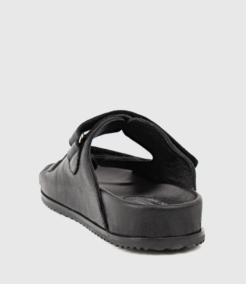 KYLO Two Strap Slide on Footbed in Black