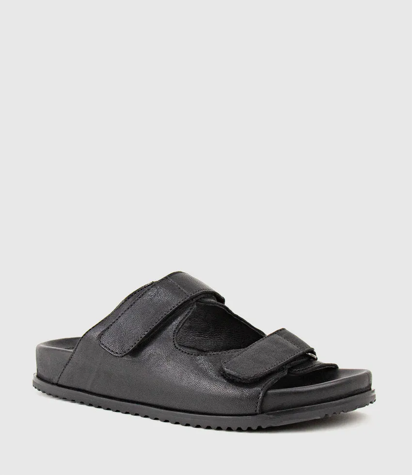 KYLO Two Strap Slide on Footbed in Black