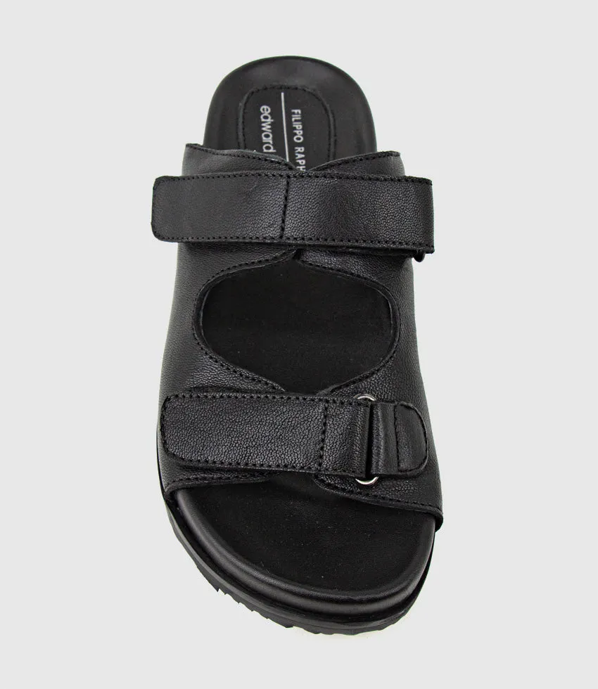 KYLO Two Strap Slide on Footbed in Black