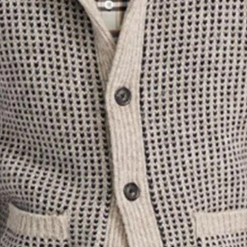 Men's Casual Lapel Jacquard Casual Knitted Cardigan 94436941F