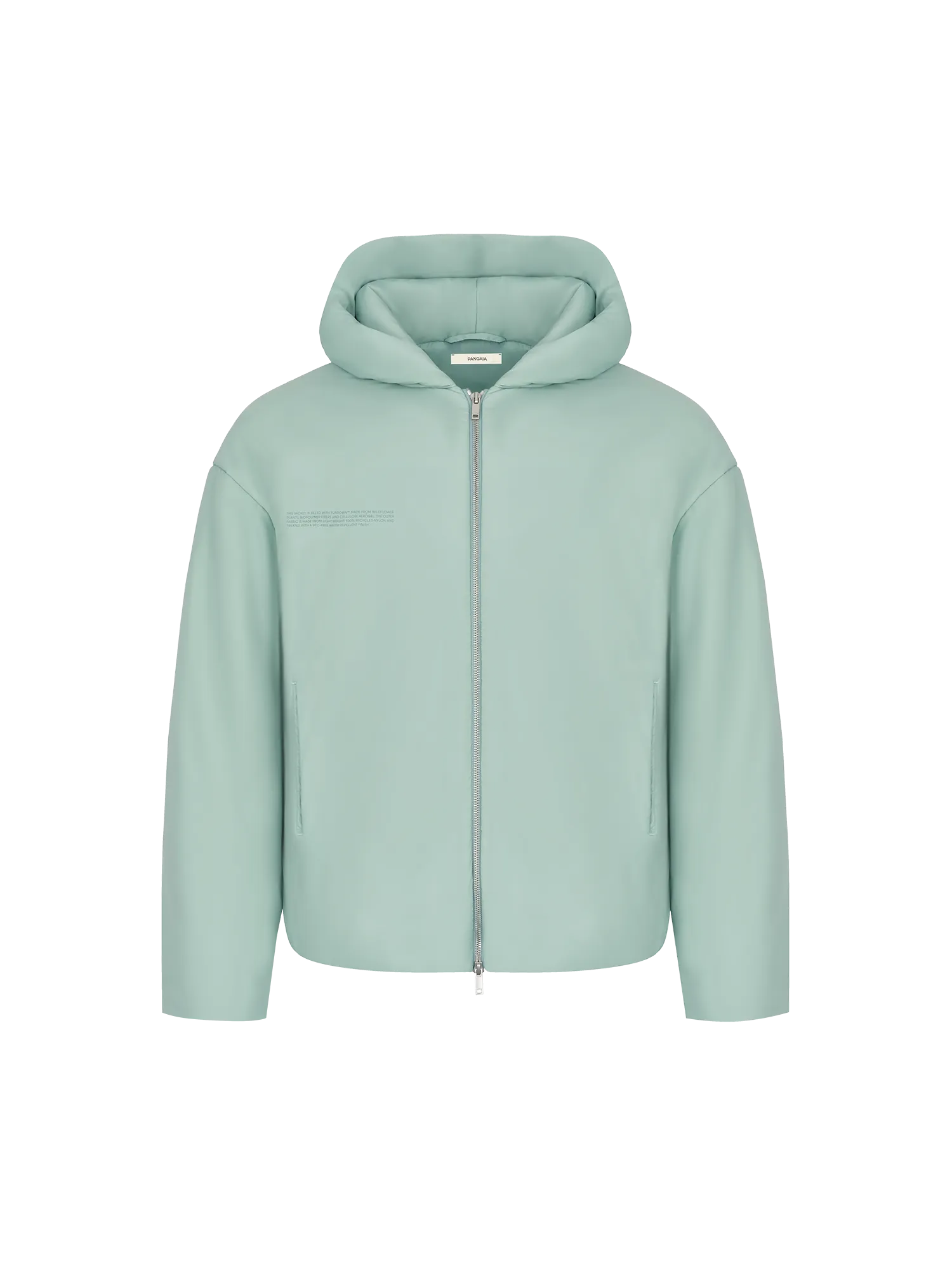 Mens Flower-Warmth Padded Bomber Jacket—Eucalyptus Blue