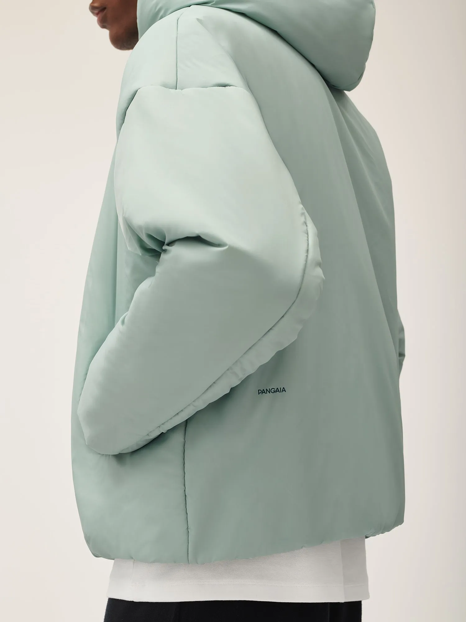 Mens Flower-Warmth Padded Bomber Jacket—Eucalyptus Blue