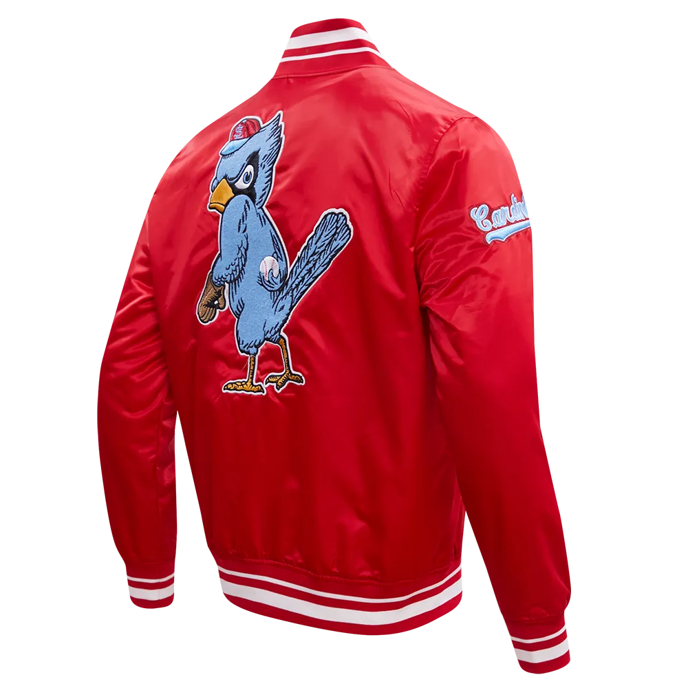 MLB ST. LOUIS CARDINALS RETRO CLASSIC MEN'S RIB SATIN JACKET (RED)
