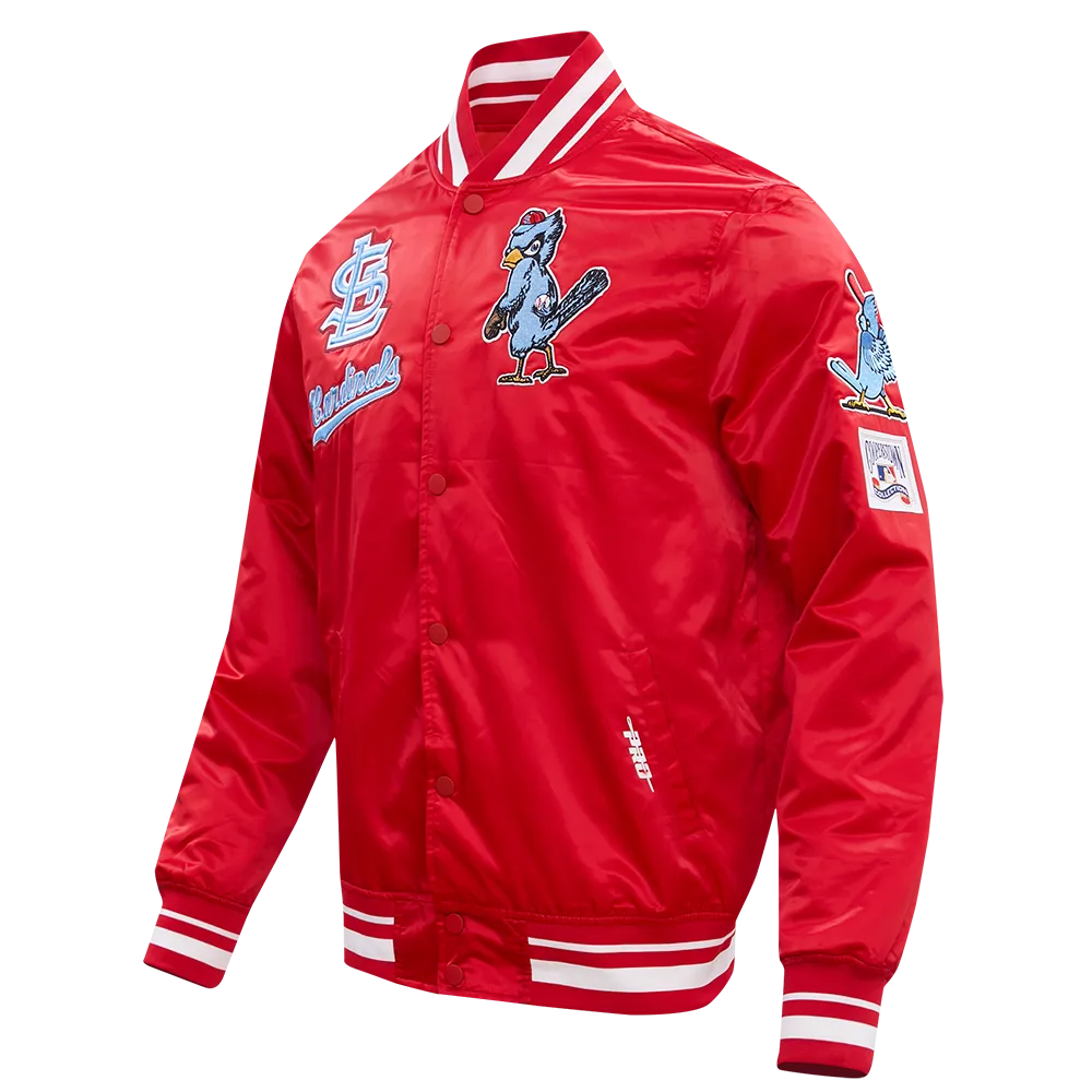 MLB ST. LOUIS CARDINALS RETRO CLASSIC MEN'S RIB SATIN JACKET (RED)