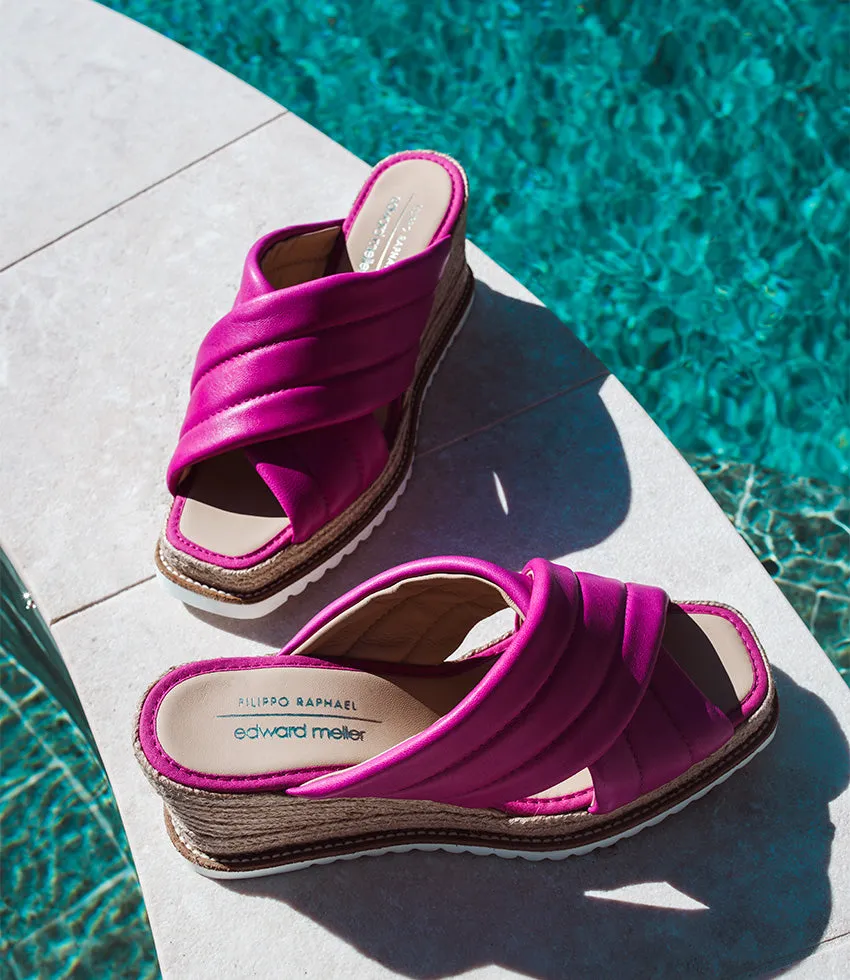 MORGAN Quilted Crossover Espadrille in Magenta