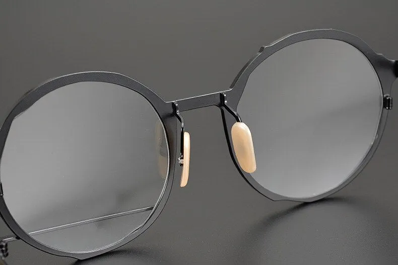 Muzz Men's Full Rim Polygonal Round Ultem Titanium Frame Eyeglasses 0034