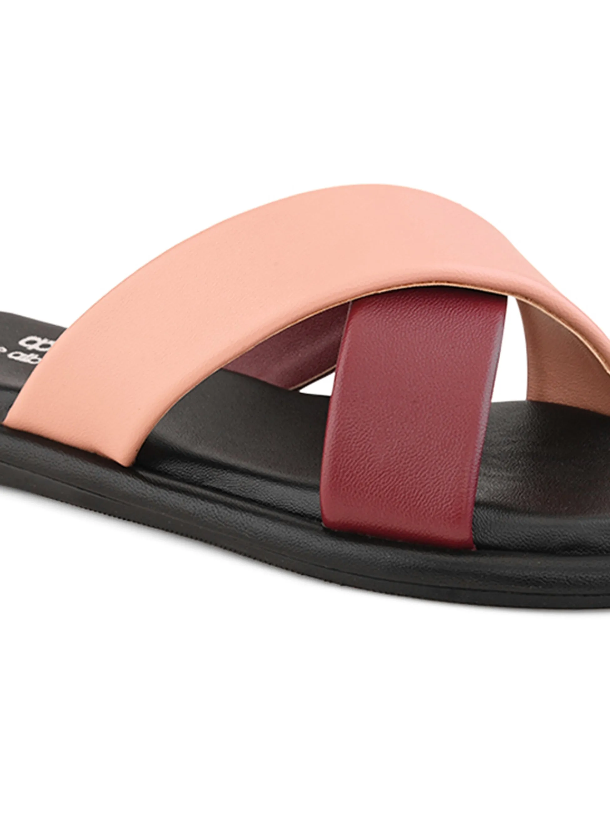 Pelle Albero Female's Peach Faux Leather Flat Slipper