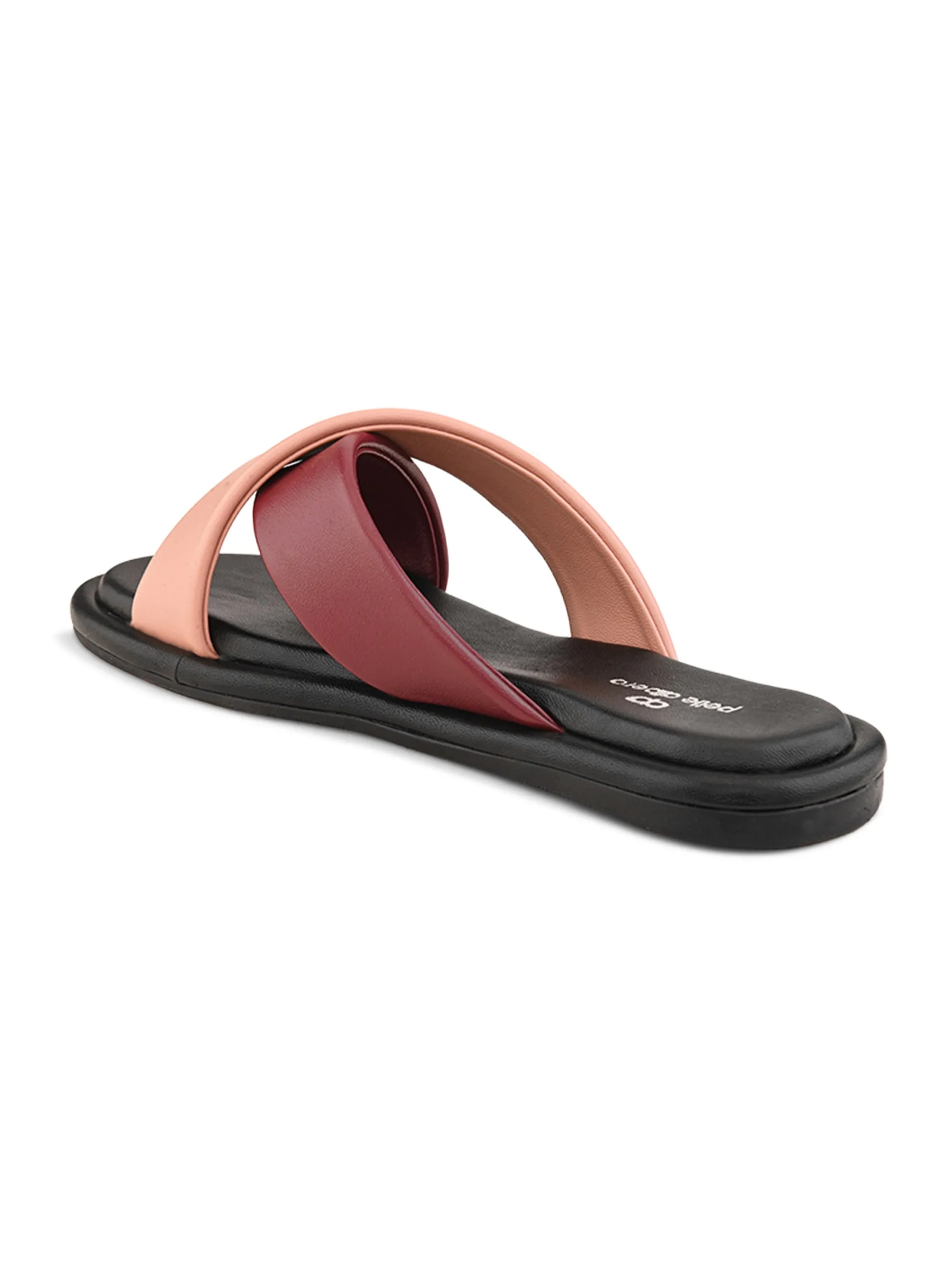 Pelle Albero Female's Peach Faux Leather Flat Slipper