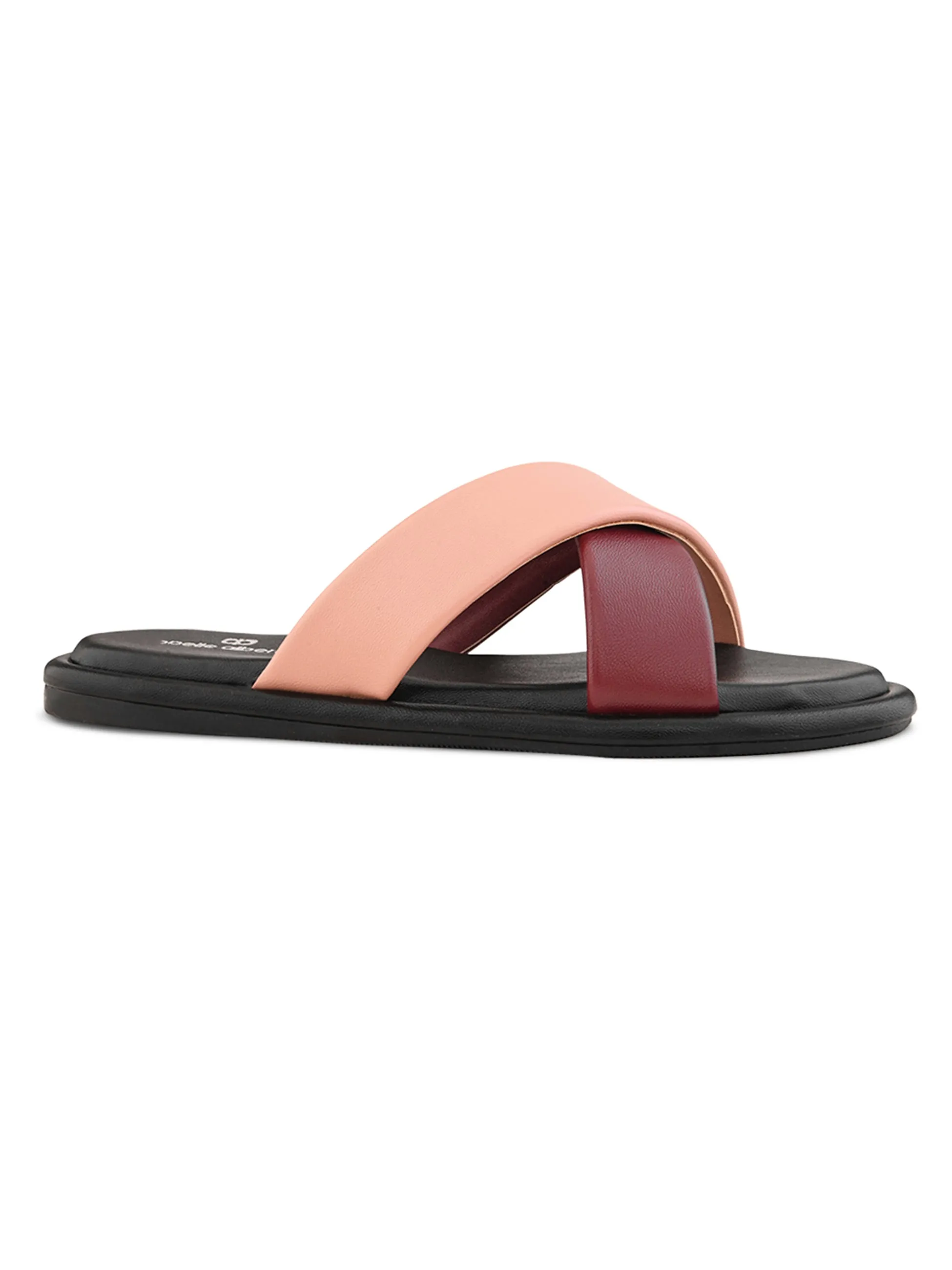 Pelle Albero Female's Peach Faux Leather Flat Slipper