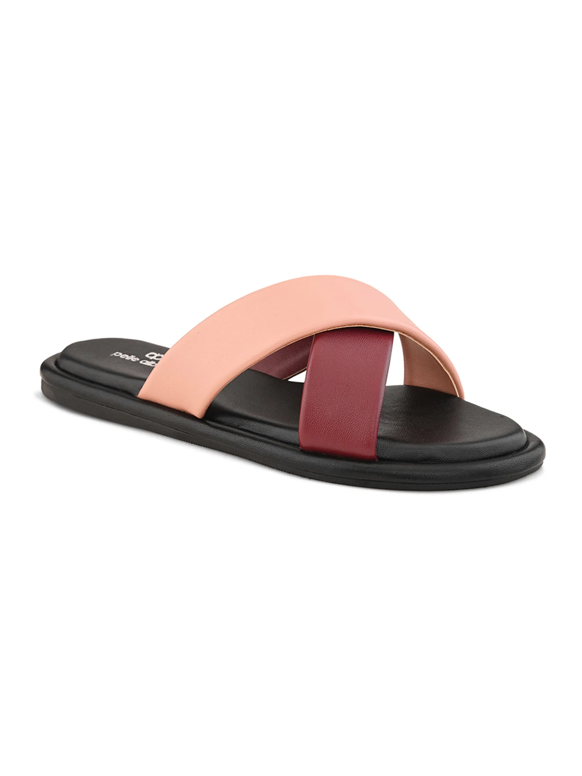 Pelle Albero Female's Peach Faux Leather Flat Slipper