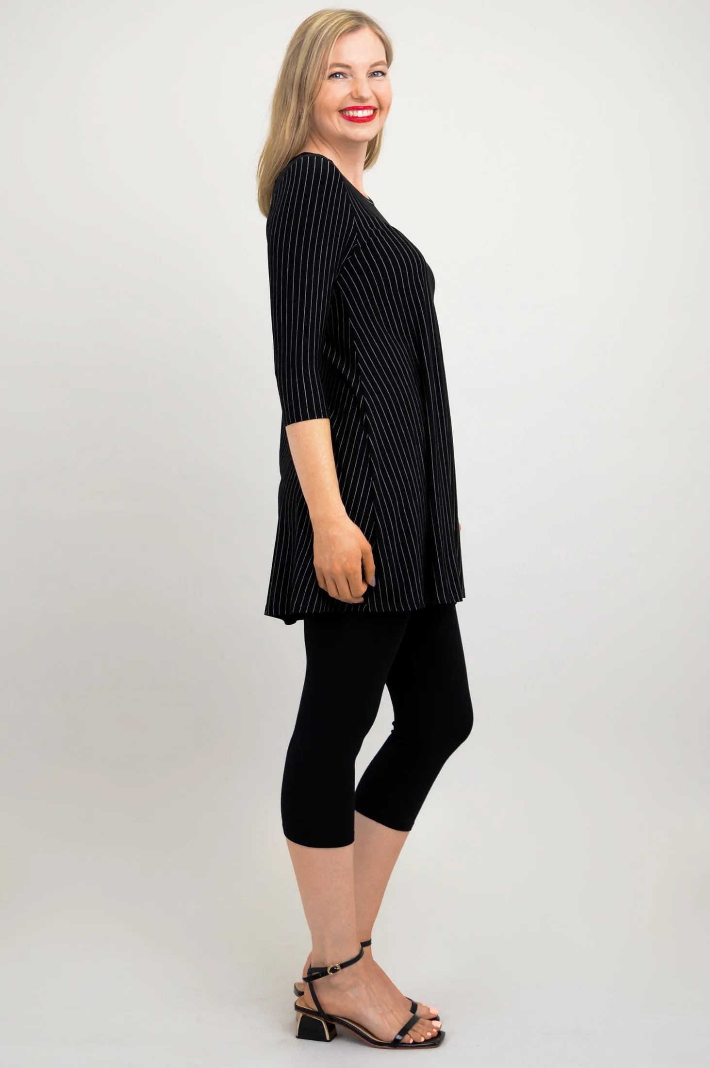 Perfect Tunic, BW Pin Stripe, Bamboo - Final Sale