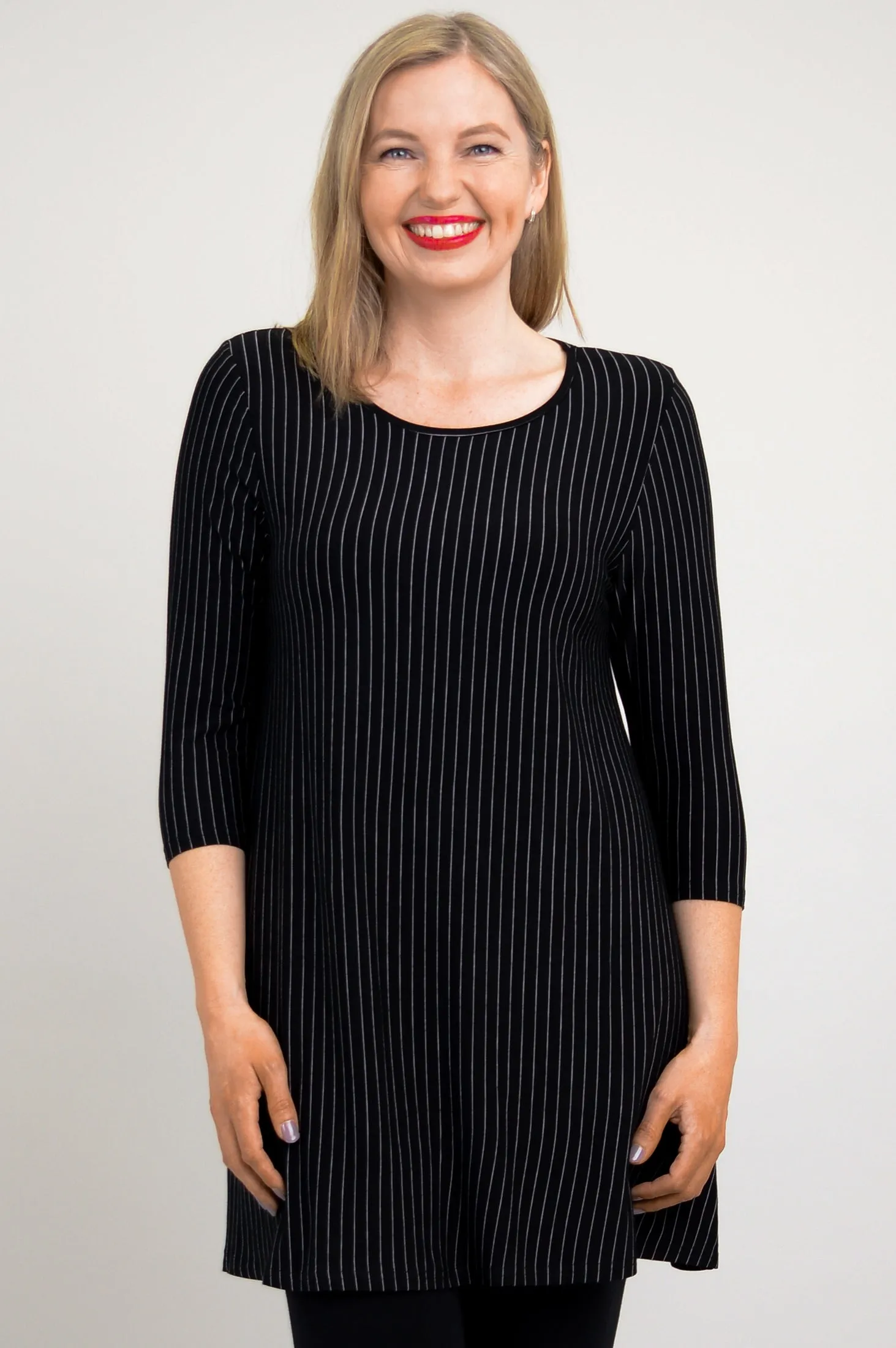 Perfect Tunic, BW Pin Stripe, Bamboo - Final Sale
