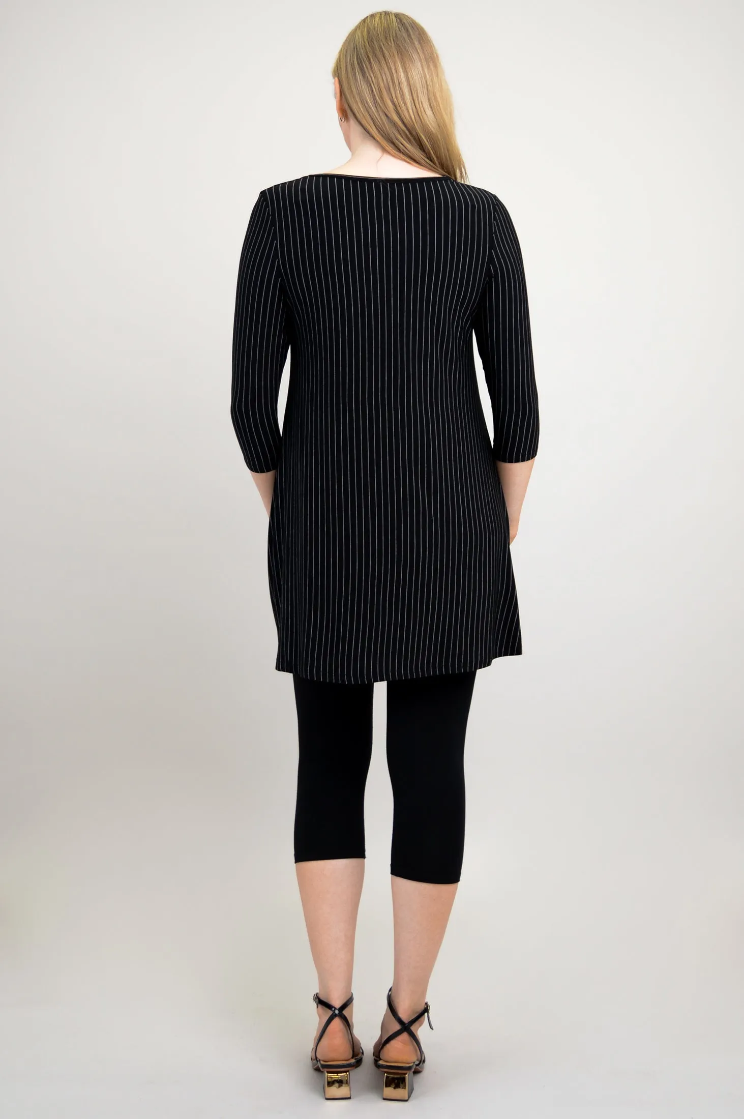 Perfect Tunic, BW Pin Stripe, Bamboo - Final Sale