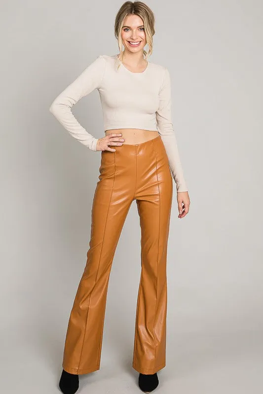 Pull On Pleather Flare Pants