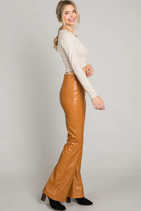 Pull On Pleather Flare Pants