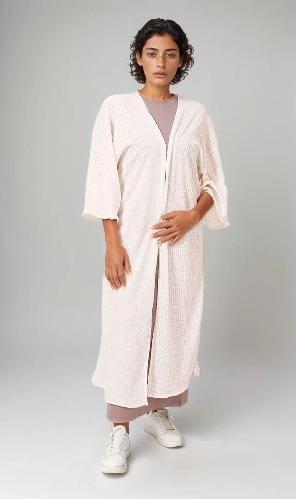 R206558 -Tricot Long Cardigan - Off White
