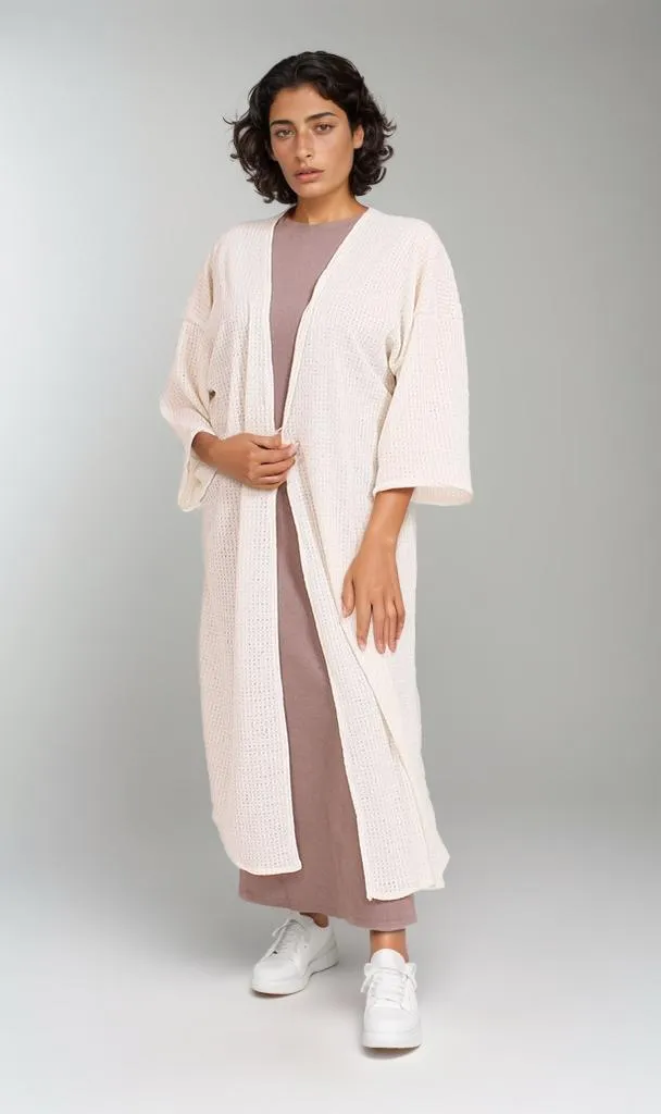 R206558 -Tricot Long Cardigan - Off White