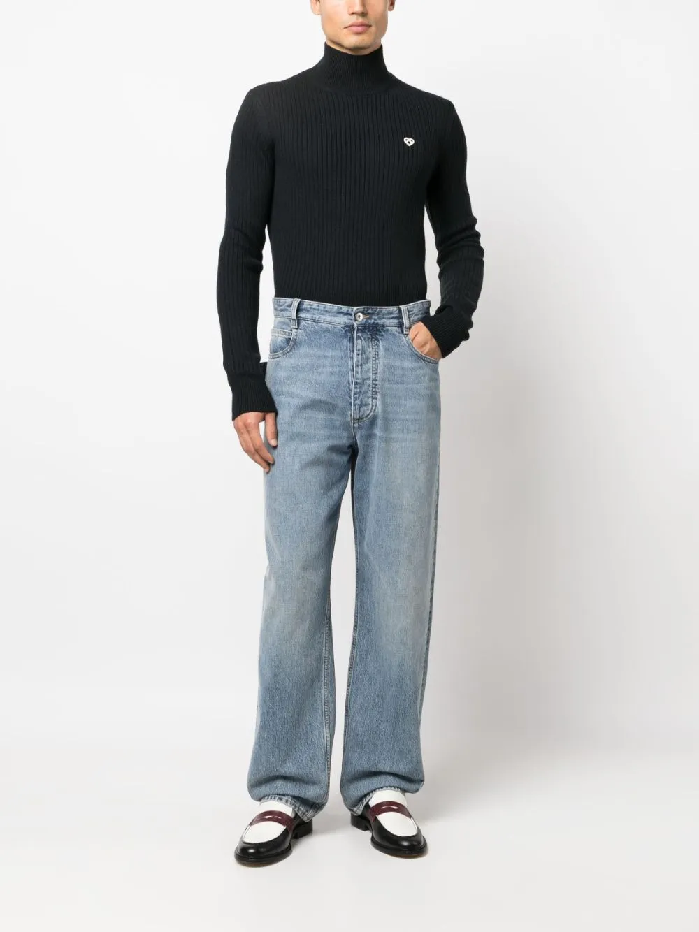 ribbed-knit high-neck jumper