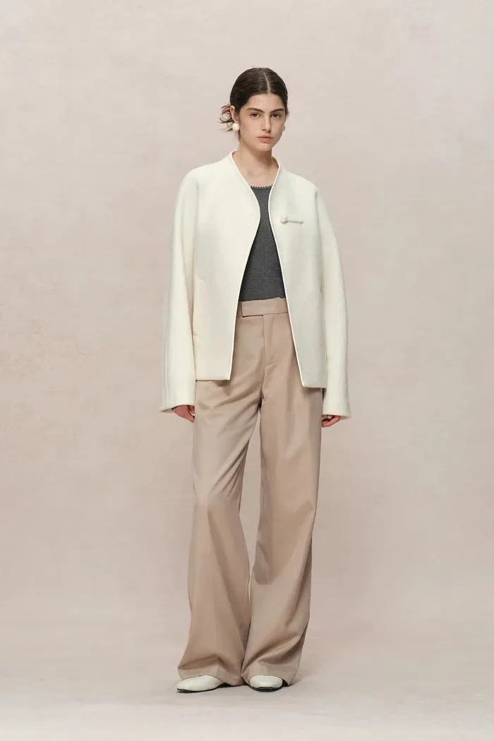 Riri Hand Finished Mandarin Knot Wool Jacket in Australian Merino Blend